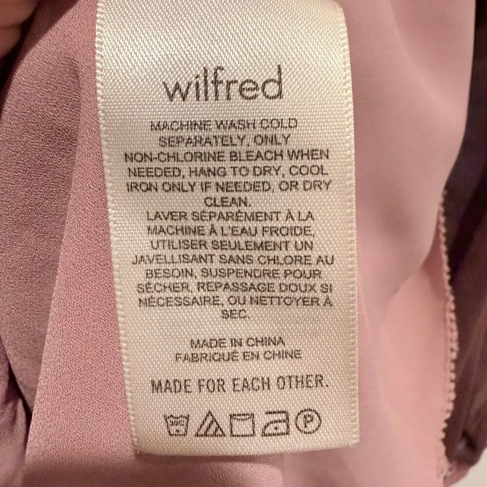 Wilfred Aritzia Tempest Smocked Mini Dress Mauve Abstract Print XS